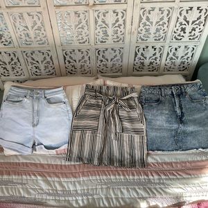 Bundle skirts and denim shorts